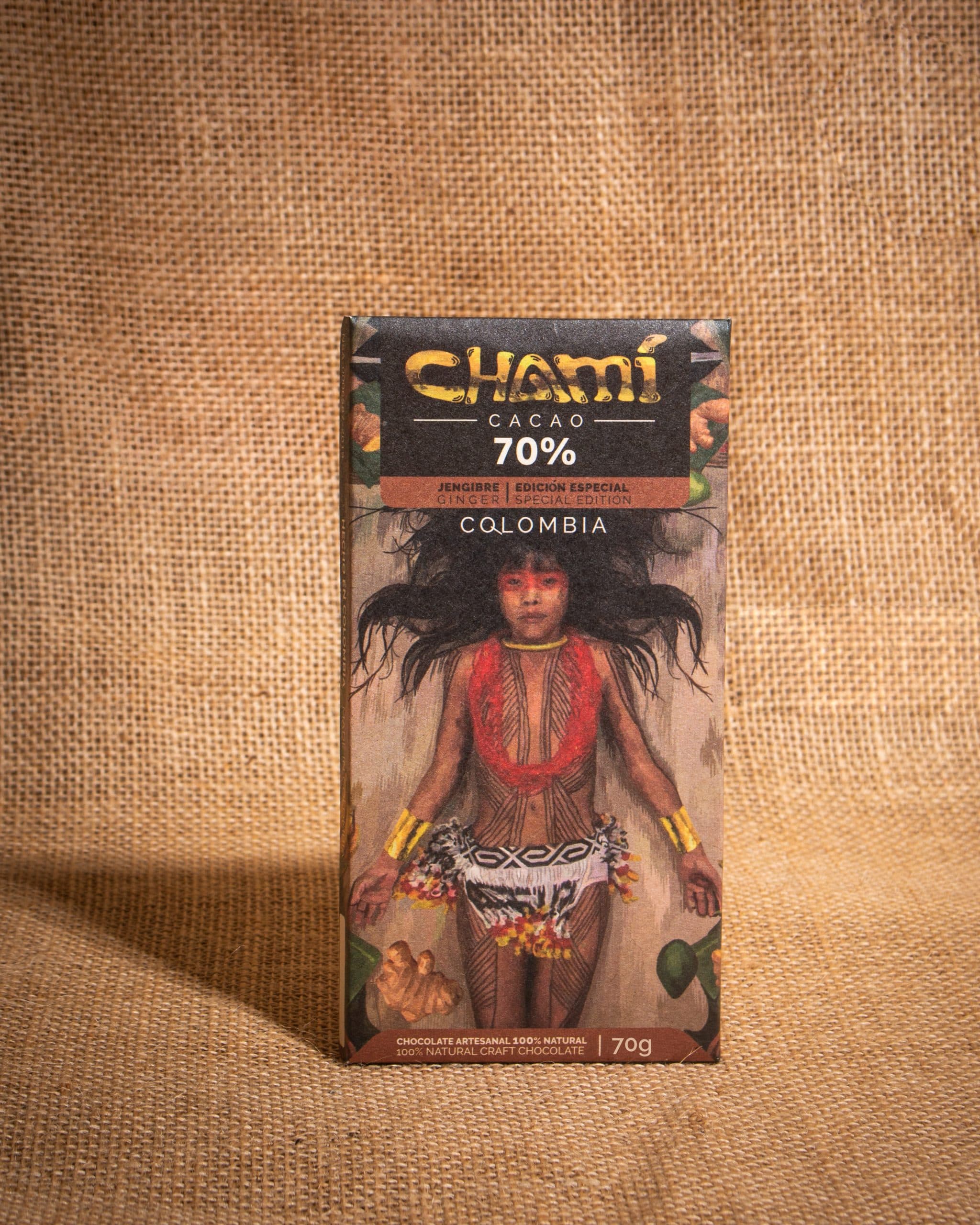 Barra de Chocolate Natural al 70% sabor a Jengibre