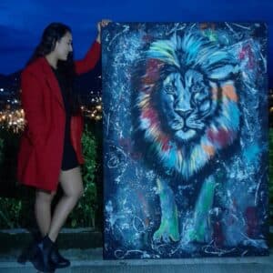 Cuadro Decorativo León Pintura Acrílica - image 2