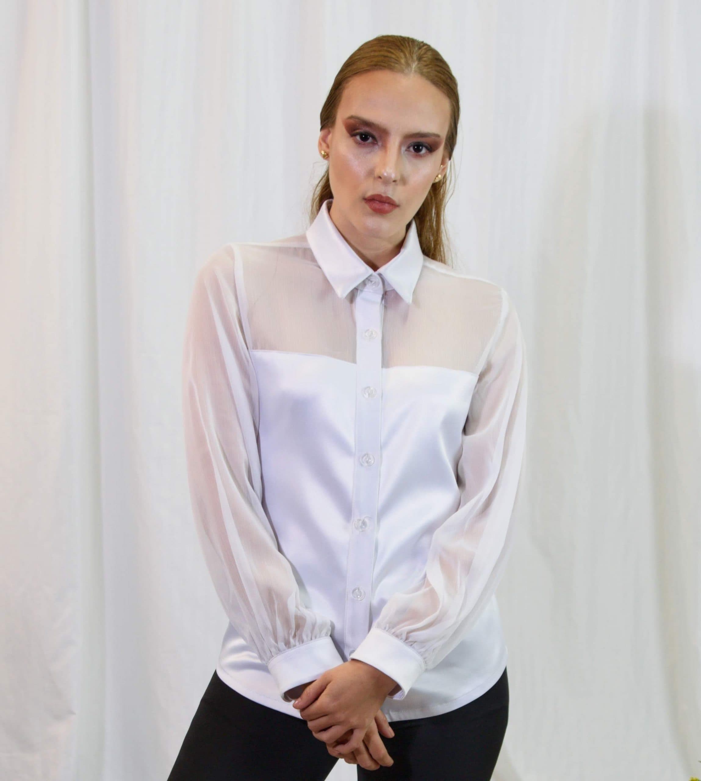 Camisero en velo y satén