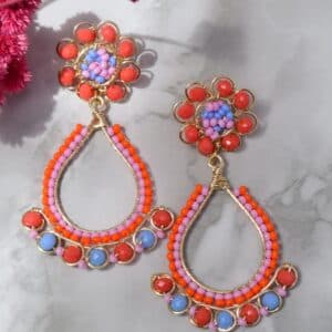 Aretes Largos de Mostacilla de Flor Naranja: Accesorios Elegantes y Coloridos - image 2