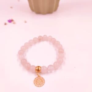 Pulsera cuarzo rosado tecnica alambrismo Pilui