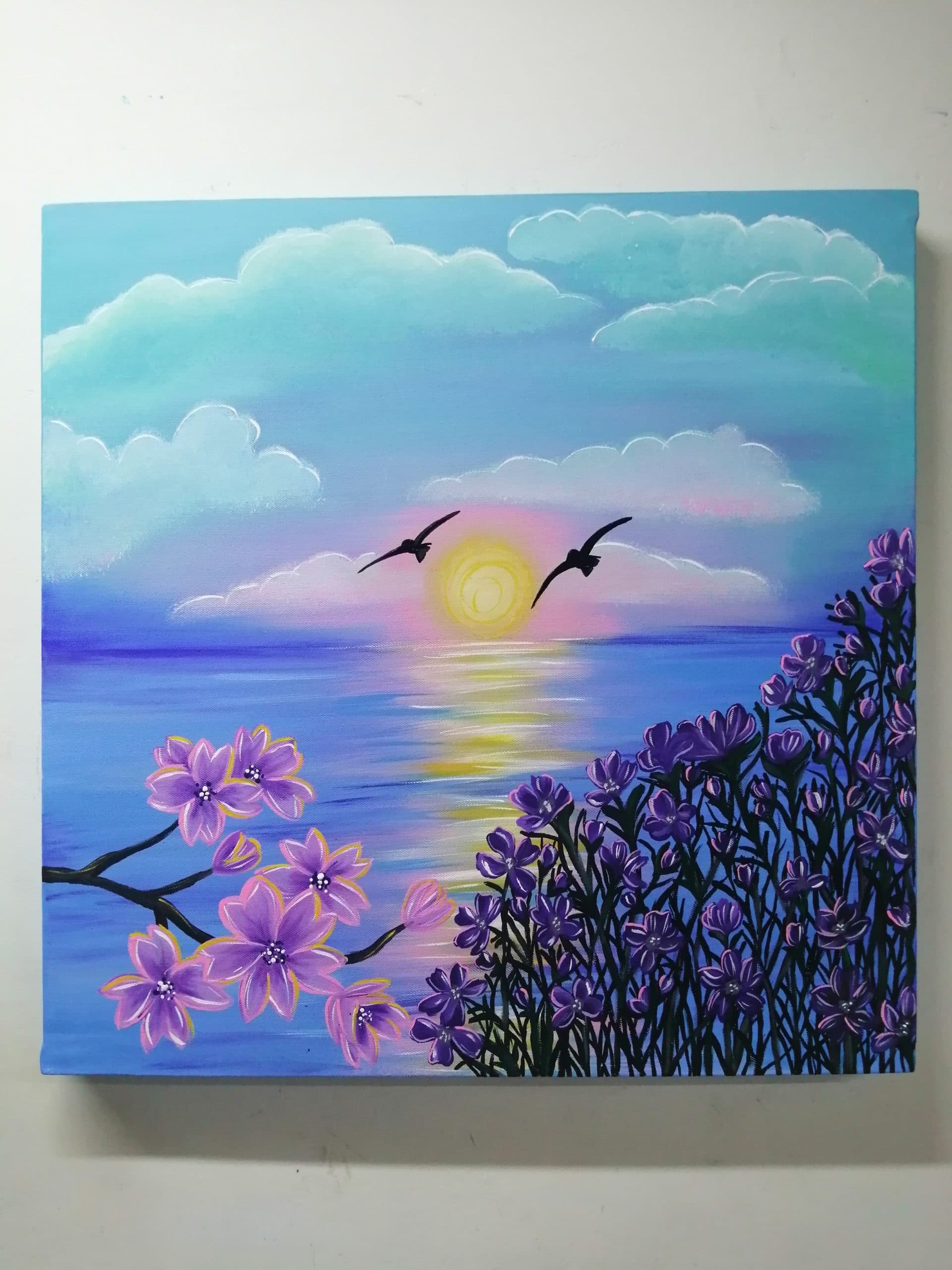 Cuadro Amanecer pintura acrílica sobre lienzo