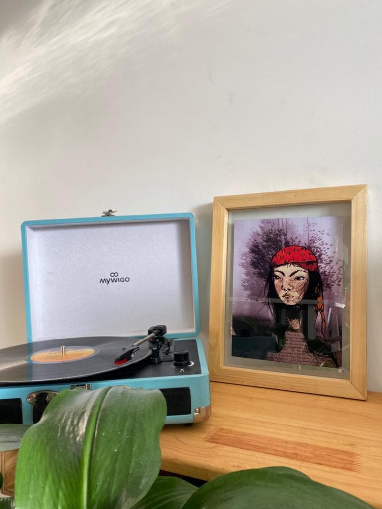 Cuadro decorativo de ilustración pañuelo rojo