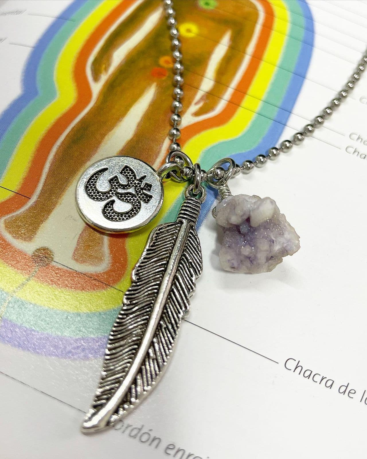 Collar en acero inoxidable con Drusa de Amatista